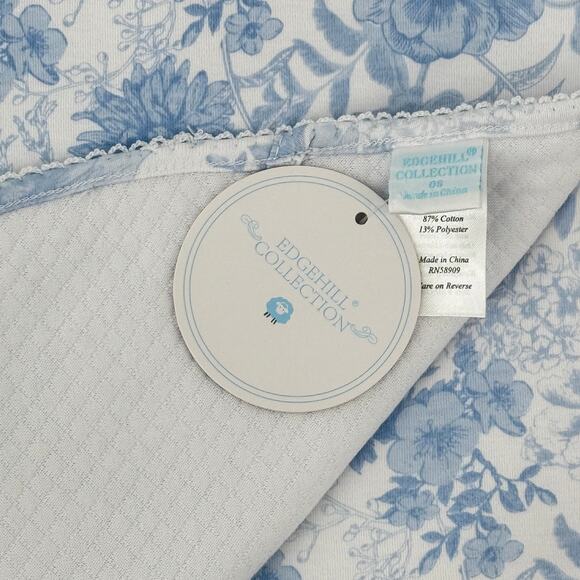 Edgehill Collection Blue Floral Toile Victorian Blanket 29" x 29" Reversible - Picture 4 of 5